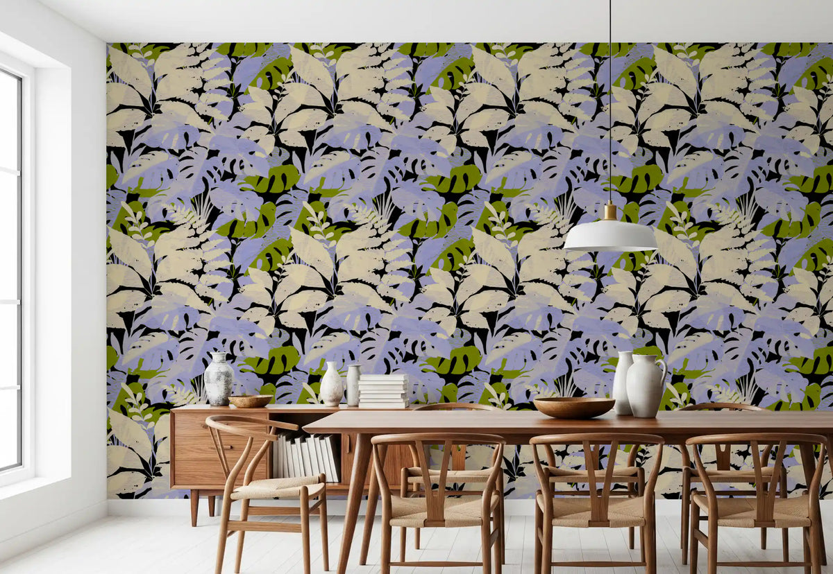 Jungle Foliage Silhouette Print Wallpaper⁠
