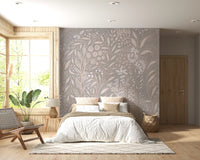 Abstract Cream and Grey Foliage Wall Mural