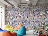 Vibrant Painted Zebra Stripe Wallpaper⁠