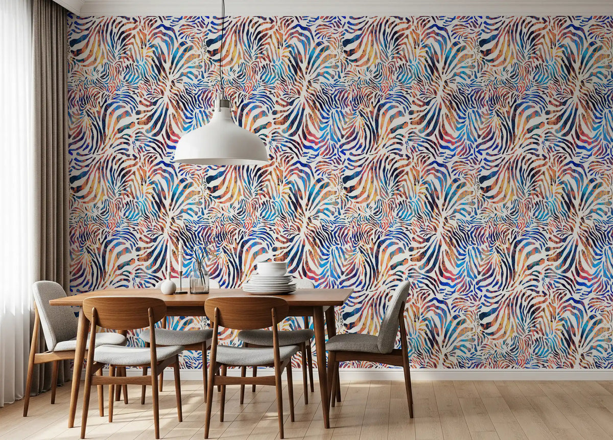 Vibrant Painted Zebra Stripe Wallpaper⁠