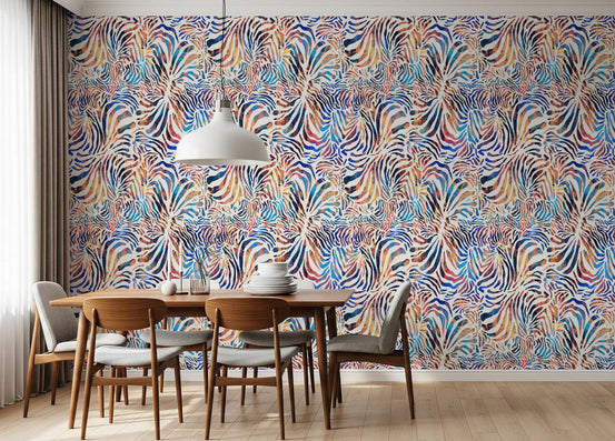 Vibrant Painted Zebra Stripe Wallpaper⁠