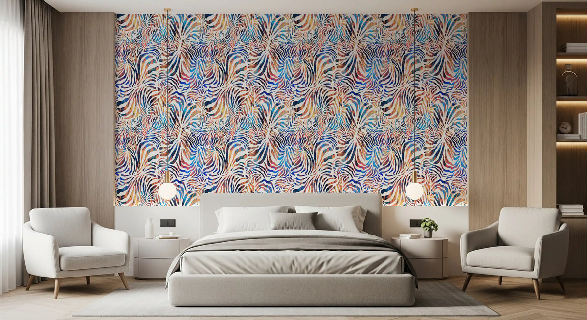 Vibrant Painted Zebra Stripe Wallpaper⁠