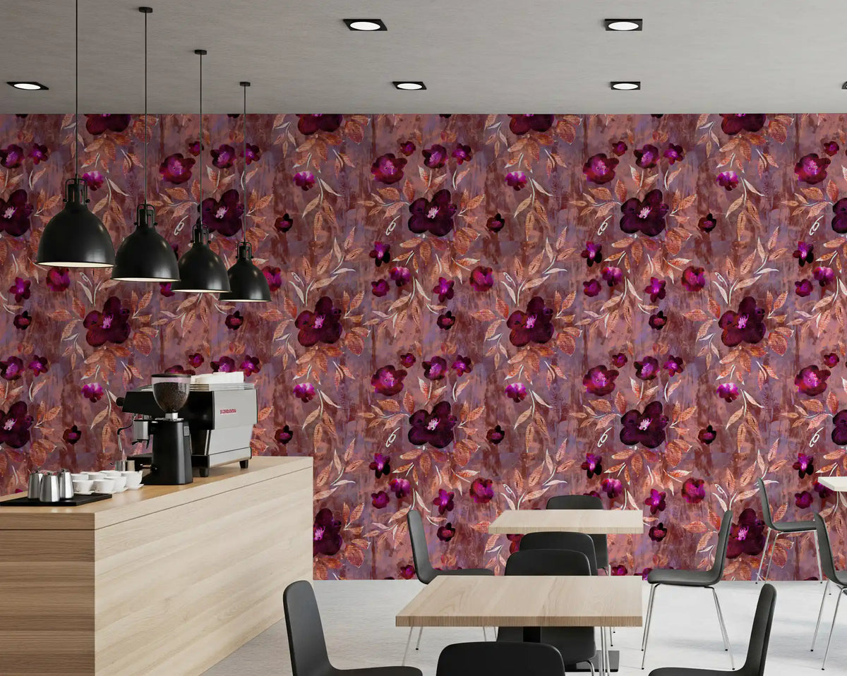 Rustic Floral Brushstroke Canvas Wallpaper⁠