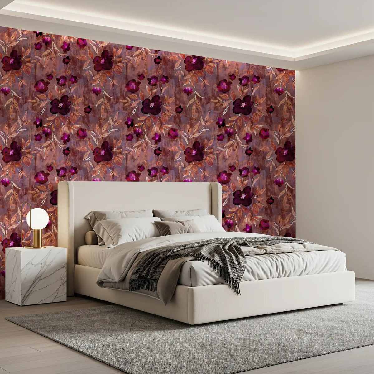Rustic Floral Brushstroke Canvas Wallpaper⁠