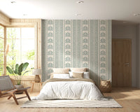 Sage Green Damask Stripe Pattern Wallpaper⁠