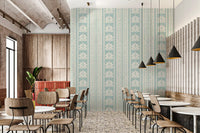 Minimalist Botanical Stripe in Blue Wallpaper⁠