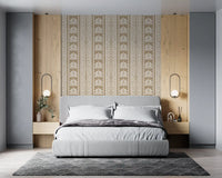 Cream and Taupe Botanical Stripe Wallpaper⁠