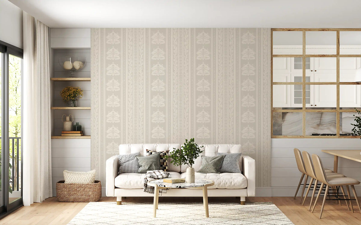 Botanical Stripe Neutral Art Wallpaper⁠