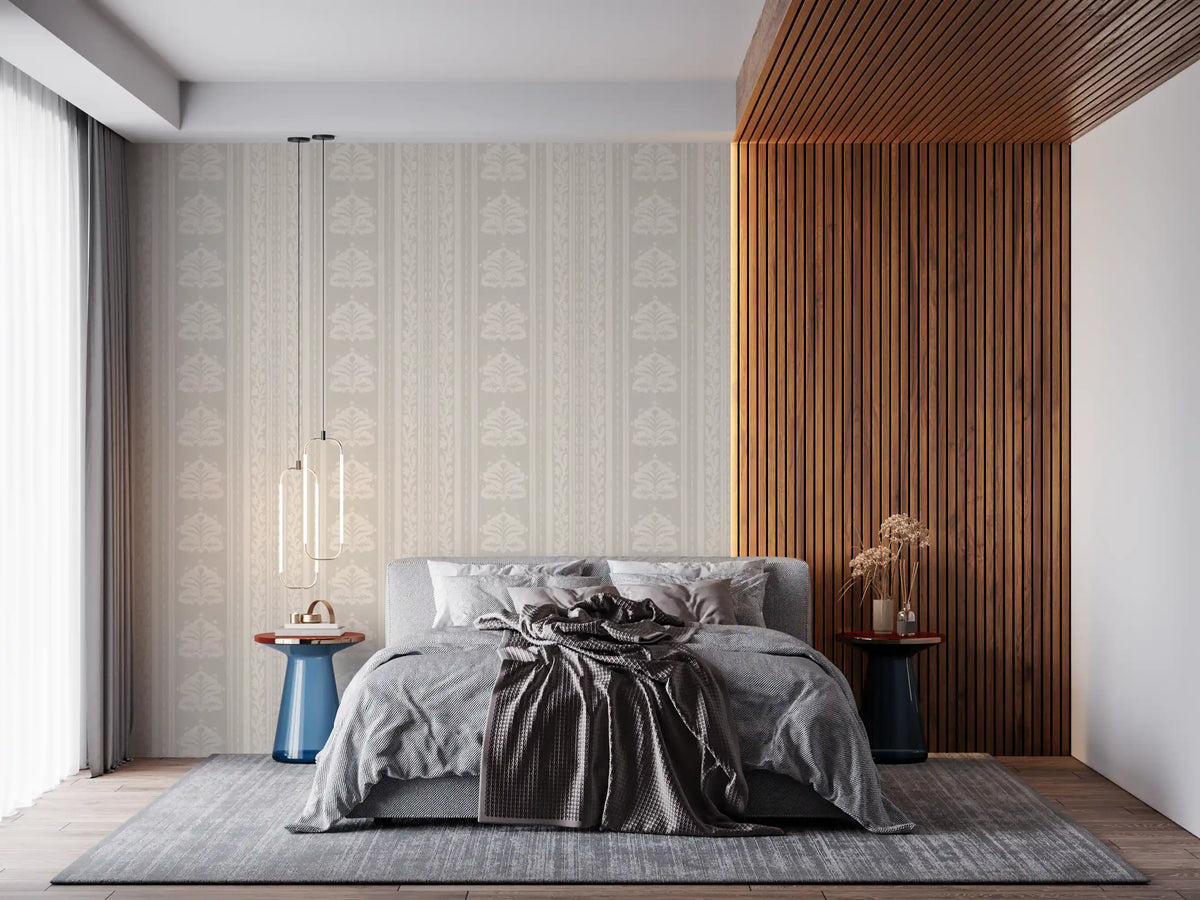 Botanical Stripe Neutral Art Wallpaper⁠