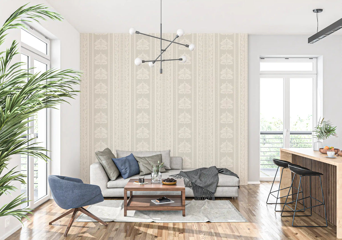 Botanical Stripe Neutral Art Wallpaper⁠