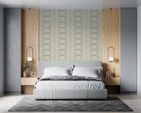 Cream and Sage Botanical Stripe Wallpaper⁠