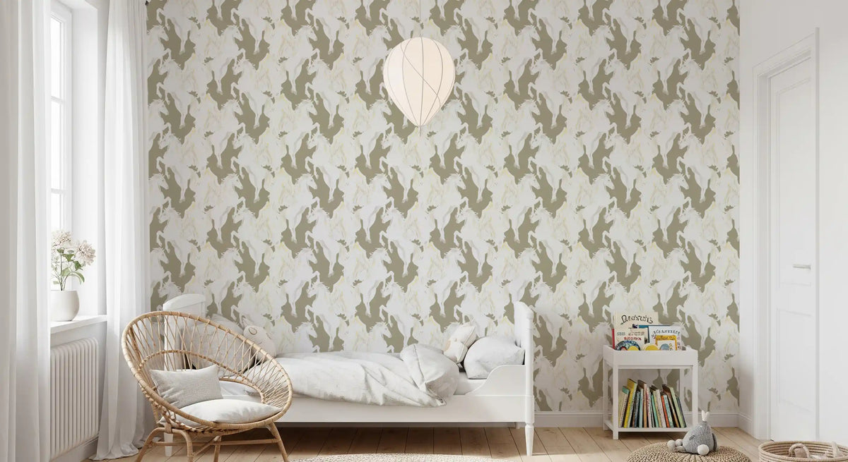 Ethereal Winged Stallions in Soft Sepia Wallpaper⁠
