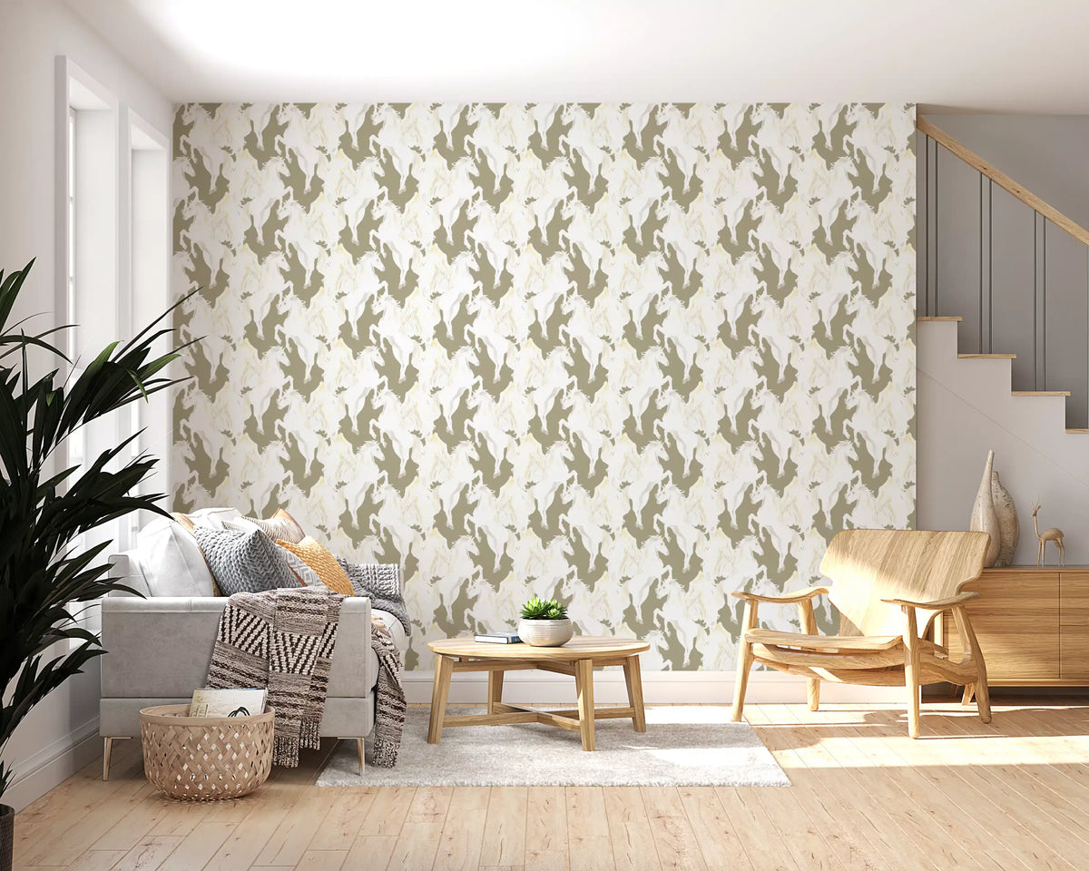 Ethereal Winged Stallions in Soft Sepia Wallpaper⁠