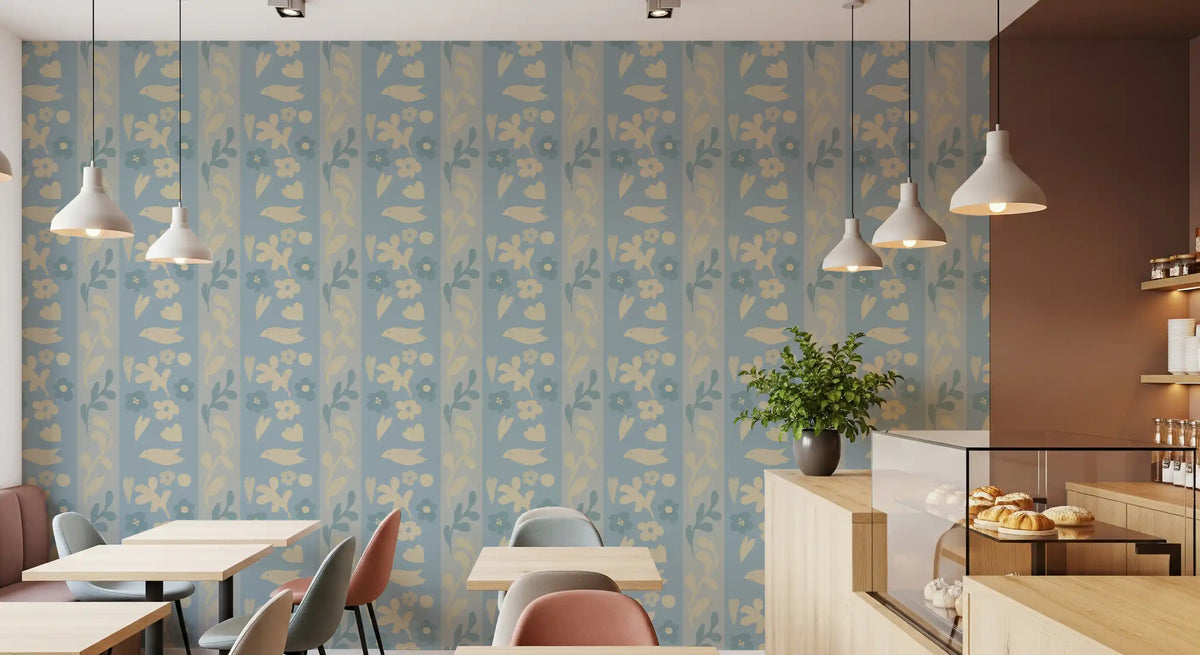 Minimalist Garden Bird Stripe Wallpaper⁠