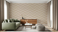 Symmetrical Ochre and Cream Foliage Wallpaper⁠