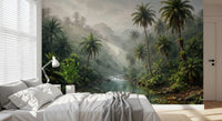 Misty Tropical River Valley Wall Mural