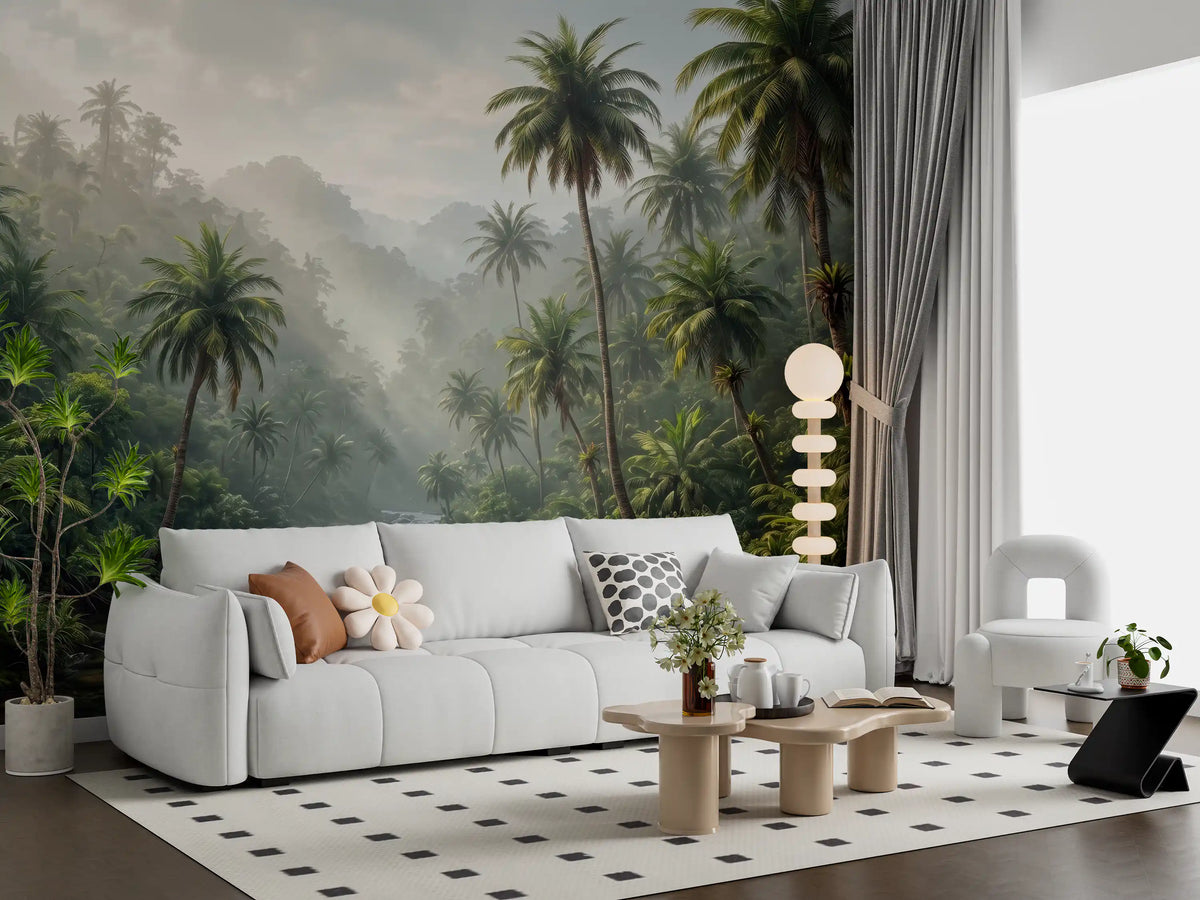 Misty Tropical River Valley Wall Mural