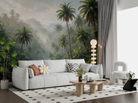 Misty Tropical River Valley Wall Mural