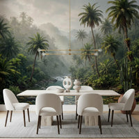 Misty Tropical River Valley Wall Mural