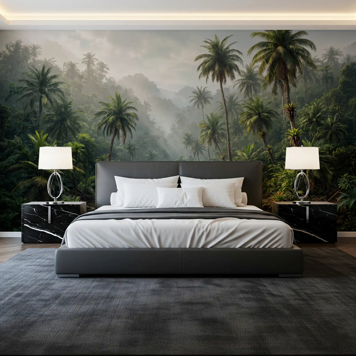 Misty Tropical River Valley Wall Mural