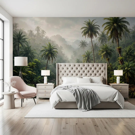 Misty Tropical River Valley Wall Mural