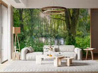 Sun-Dappled Wilderness Woodland View Wall Mural