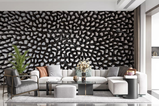Sculptural Grey Depth Pattern Wall Mural