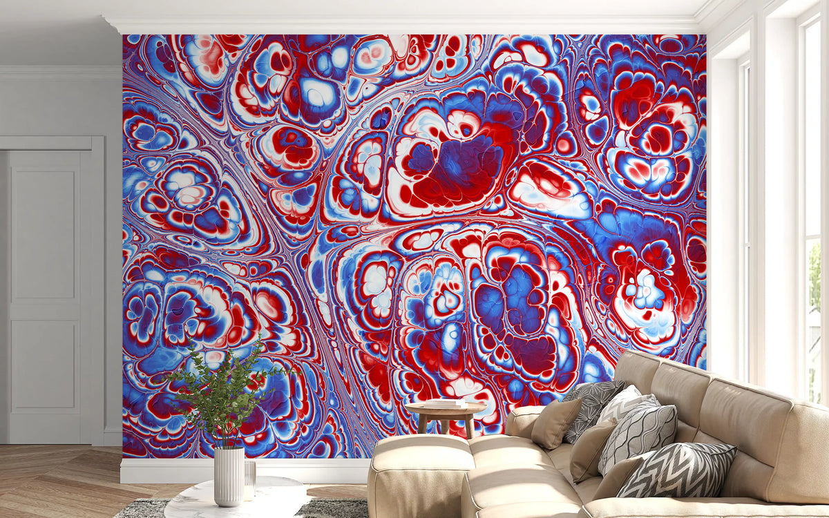 Red Blue Marble Abstract Energy Flow