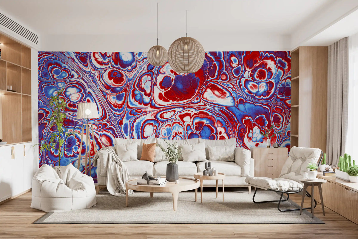 Red Blue Marble Abstract Energy Flow