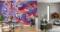 Red Blue Marble Abstract Energy Flow
