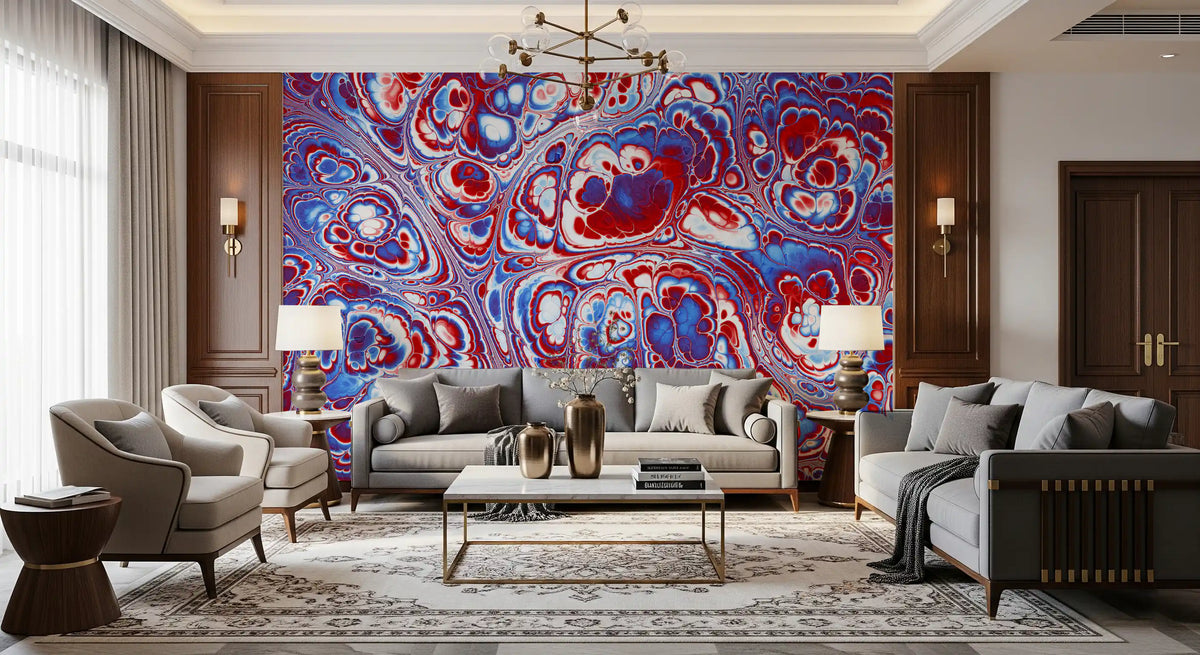 Red Blue Marble Abstract Energy Flow