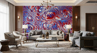 Red Blue Marble Abstract Energy Flow