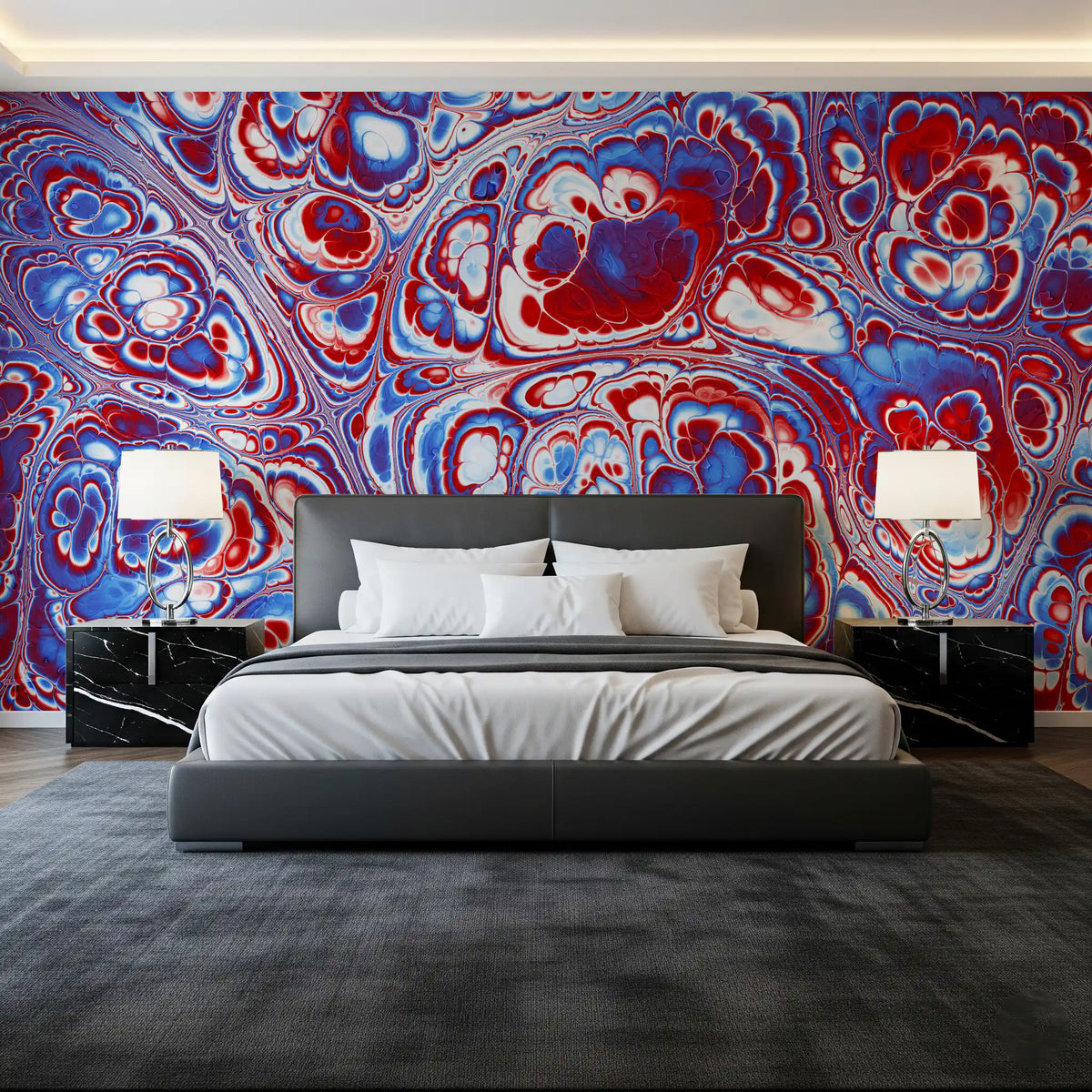 Red Blue Marble Abstract Energy Flow