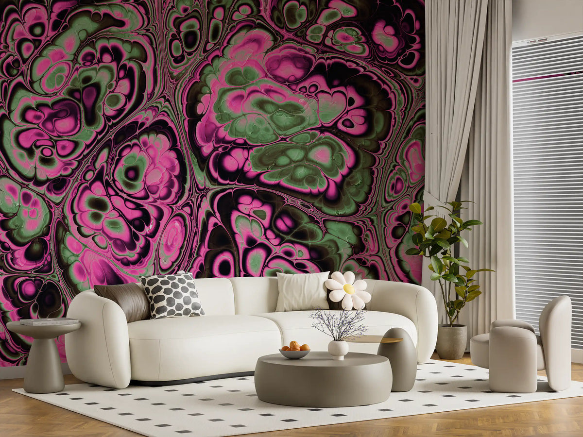 Pink Green Marble Abstract Fantasy Texture Wall Mural