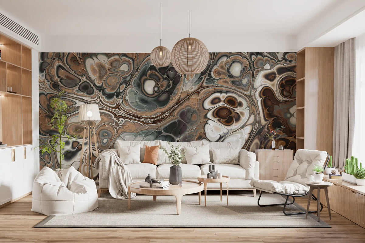 Luxury Brown Marble Abstract Texture Wall Mural