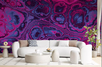 Neon Pink Blue Marble Abstract Waves Wall Mural