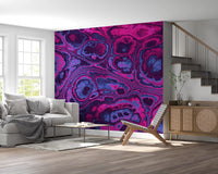 Neon Pink Blue Marble Abstract Waves Wall Mural