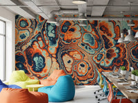 Ocean Fire Marble Abstract Wall Mural