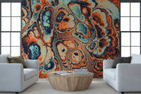 Ocean Fire Marble Abstract Wall Mural