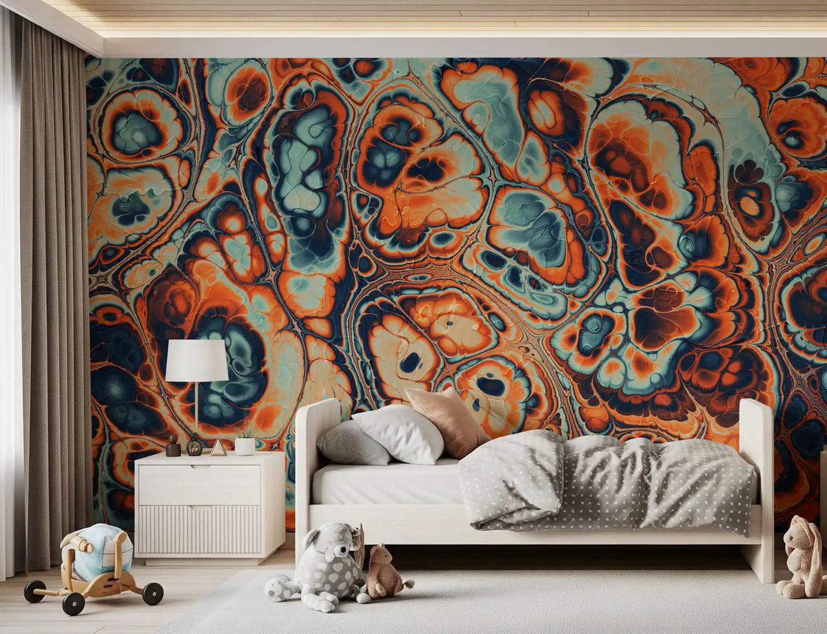 Ocean Fire Marble Abstract Wall Mural