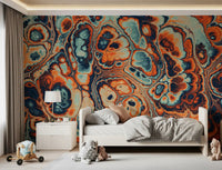 Ocean Fire Marble Abstract Wall Mural