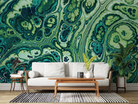 Emerald Ocean Marble Abstract Wall Mural