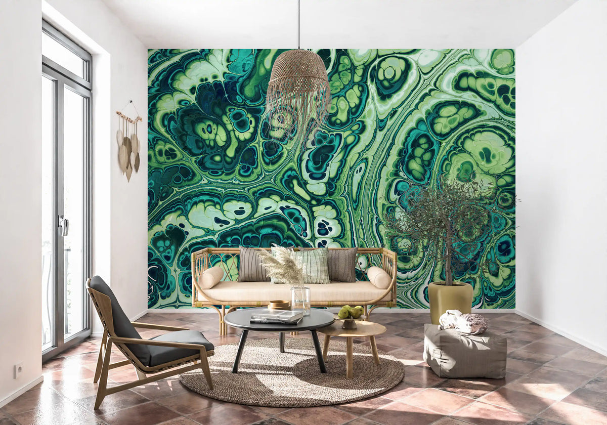 Emerald Ocean Marble Abstract Wall Mural