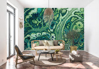 Emerald Ocean Marble Abstract Wall Mural