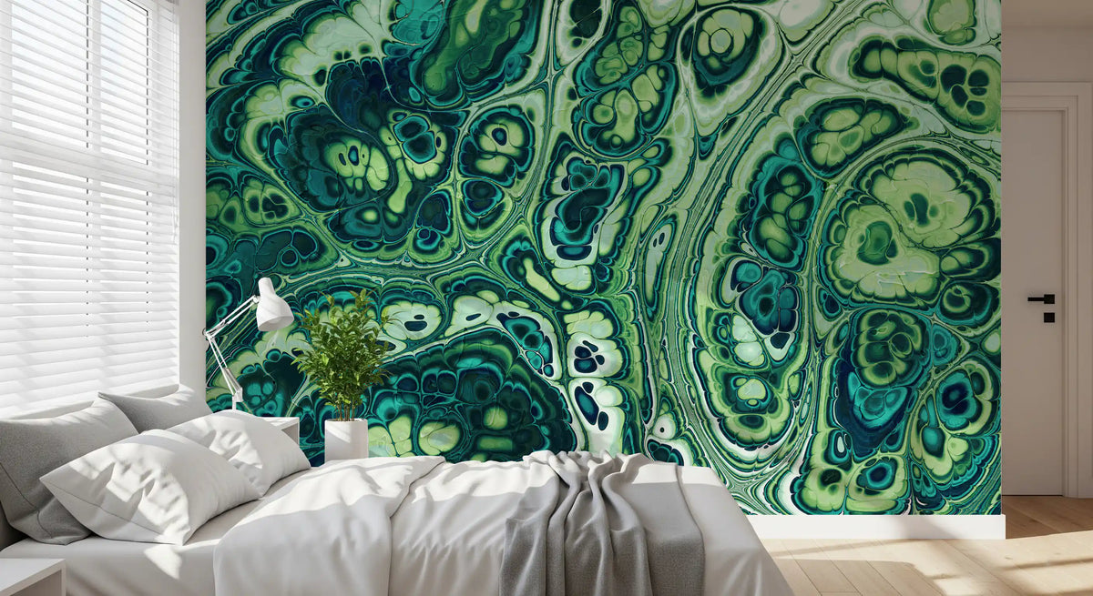 Emerald Ocean Marble Abstract Wall Mural