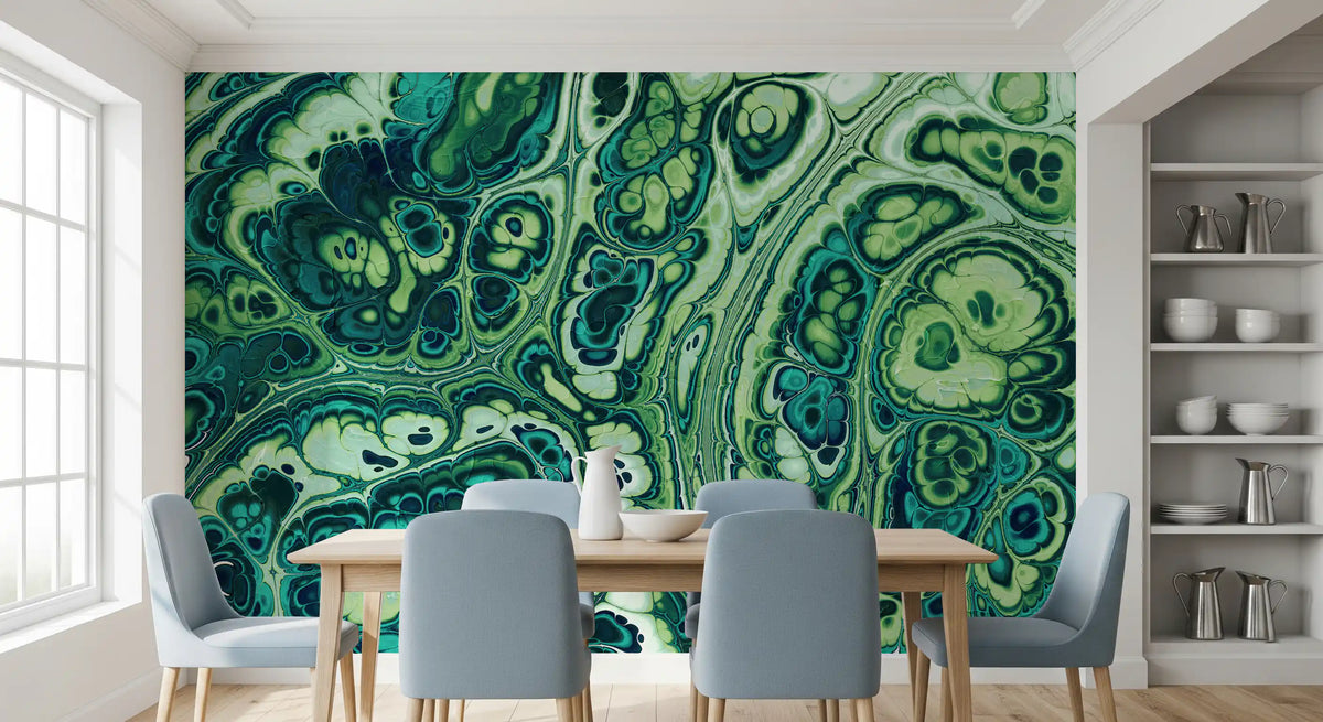 Emerald Ocean Marble Abstract Wall Mural