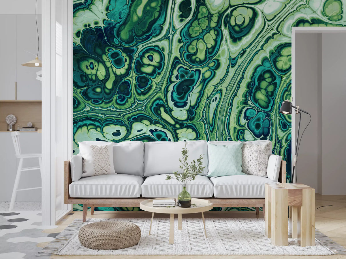 Emerald Ocean Marble Abstract Wall Mural