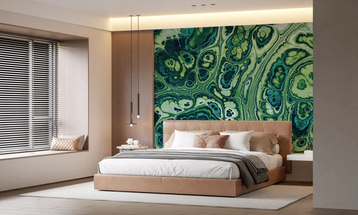 Emerald Ocean Marble Abstract Wall Mural