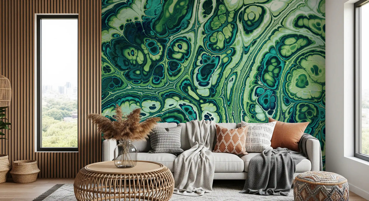 Emerald Ocean Marble Abstract Wall Mural