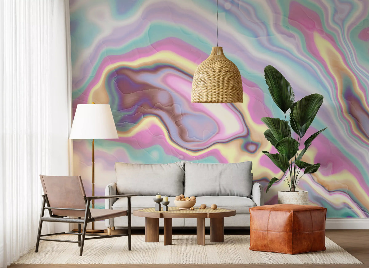 Pastel Swirl Pattern Marble Wall Mural